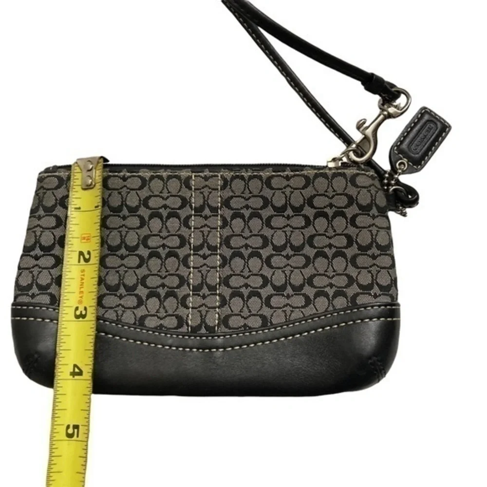 Coach black gray signature mini c wristlet bag
